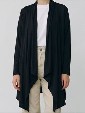 Toad&Co Black Draped Open-Front Cardigan Whisper Medium